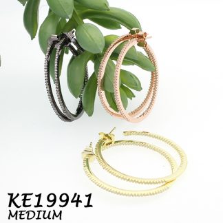 Medium Round Pave CZ Hoop Earring-KE19941
