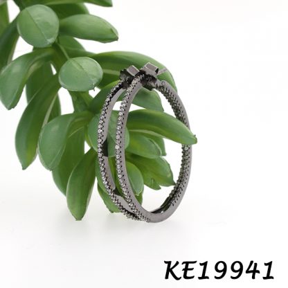 Medium Round Pave CZ Hoop Earring-KE19941