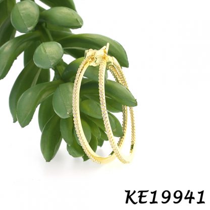 Medium Round Pave CZ Hoop Earring-KE19941