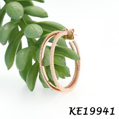 Medium Round Pave CZ Hoop Earring-KE19941