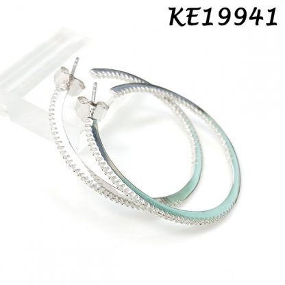 Medium Round Pave CZ Hoop Earring-KE19941