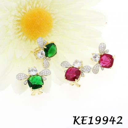 Candy Bee Colorful CZ Earring - KE19942, Matching Necklace PGN29942