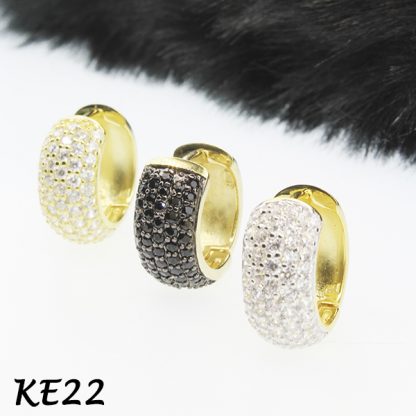 Wide Pave CZ Huggie-KE22