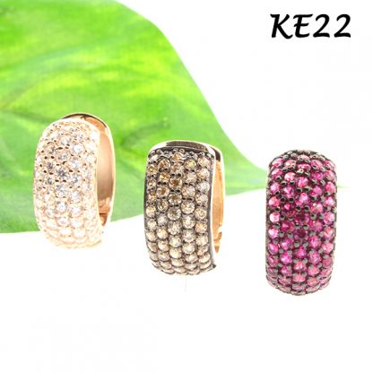 Wide Pave CZ Huggie-KE22