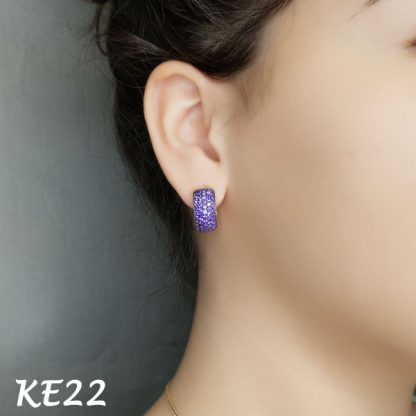 Wide Pave CZ Huggie-KE22