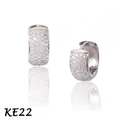 Wide Pave CZ Huggie-KE22
