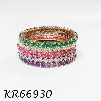 Pave Color CZ Band Ring - KR66930