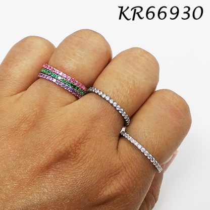 Pave Color CZ Band Ring - KR66930