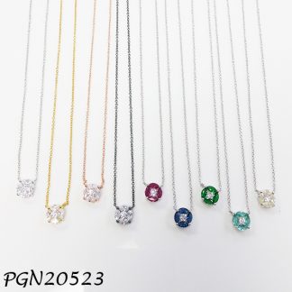 Marquise Round Solitaire Color Necklace - PGN20523W