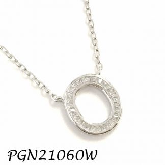 PGN21060W-"O" Baguette Initials CHAIN NECKLACE MIN.$100 -20% 6PCS-30% 12PCS-40%