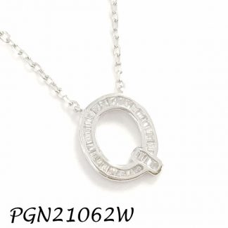PGN21062W-"Q" Baguette Initials CHAIN NECKLACE MIN.$100 -20% 6PCS-30% 12PCS-40%