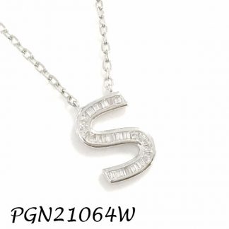 PGN21064W-"S" Baguette Initials CHAIN NECKLACE MIN.$100 -20% 6PCS-30% 12PCS-40%