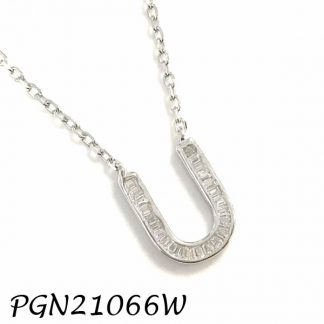 PGN21066W-"U" Baguette Initials CHAIN NECKLACE MIN.$100 -20% 6PCS-30% 12PCS-40%