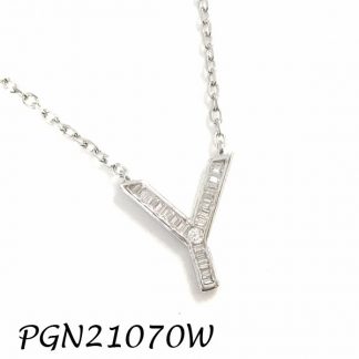 PGN21070W-"Y" Baguette Initials CHAIN NECKLACE MIN.$100 -20% 6PCS-30% 12PCS-40%