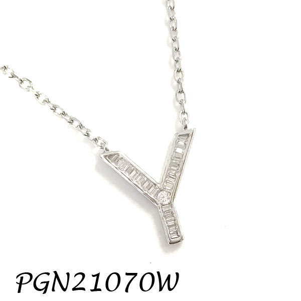 PGN21070W-"Y" Baguette Initials CHAIN NECKLACE MIN.$100 -20% 6PCS-30% 12PCS-40%