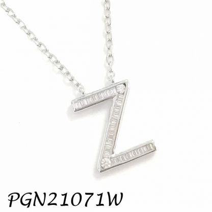 PGN21071W-"Z" Baguette Initials CHAIN NECKLACE MIN.$100 -20% 6PCS-30% 12PCS-40%