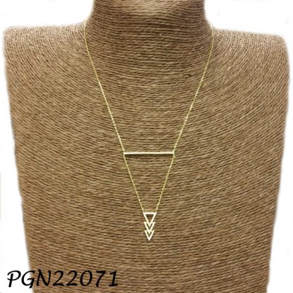 Triangle Lariat Pave CZ Silver Necklace - PGN22071