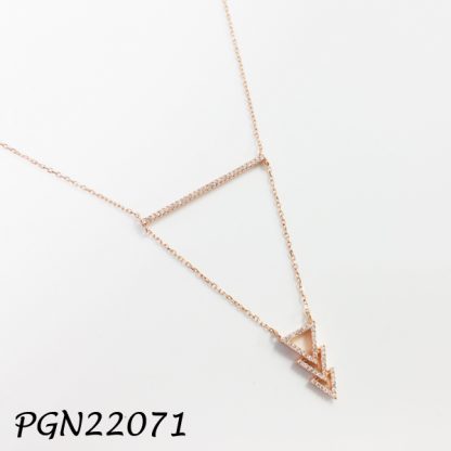 Triangle Lariat Pave CZ Silver Necklace - PGN22071
