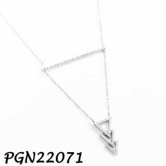 Triangle Lariat Pave CZ Silver Necklace - PGN22071