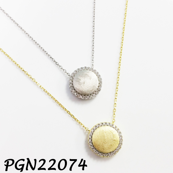 Circle Medalion Florentine Silver Necklace - PGN22074