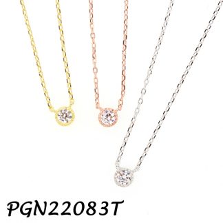 Solitarie Small CZ Silver Necklace - PGN22083T