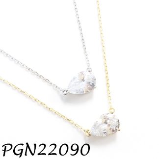 Tear CZ Solitaire Silver Necklace - PGN22090