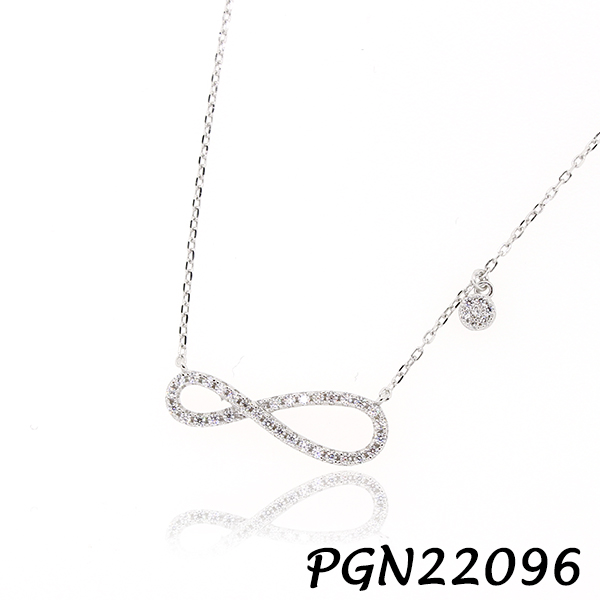 Infinity Pave CZ Silver Necklace - PGN22096
