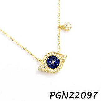 Evil Eye Pave CZ Silver Necklace - PGN22097