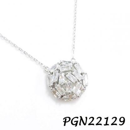 Fancy Baguette Silver Necklace - PGN22129