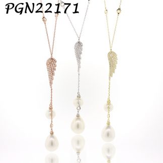 Wing Pave Pearl Necklace - PGN22171