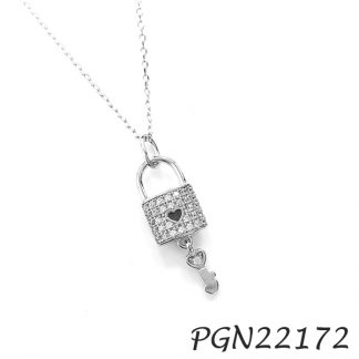 Lock And Key Pave CZ Necklace - PGN22172