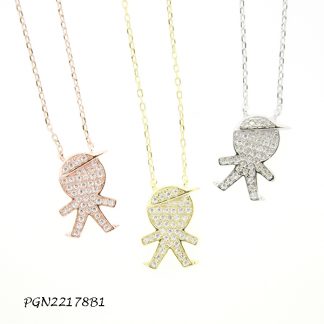 1 Boy Pave CZ Kid Necklace - PGN22178B1