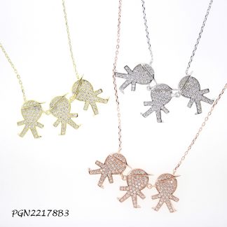 3 Boys Pave CZ Kids Necklace - PGN22178B3