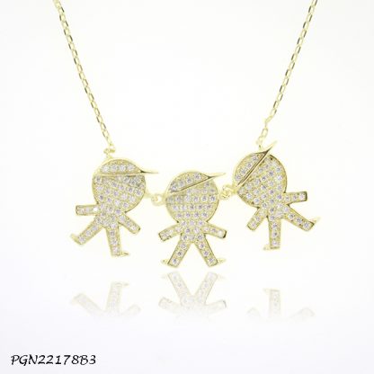 3 Boys Pave CZ Kids Necklace - PGN22178B3