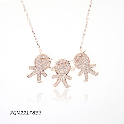 3 Boys Pave CZ Kids Necklace - PGN22178B3