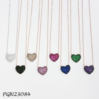 Heart Pave Color CZ Necklace - PGN23084