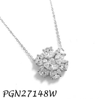 Marquise Flower CZ Necklace - PGN27148W