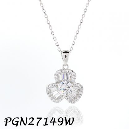 Color CZ Baguette Flower Necklace - PGN27149W
