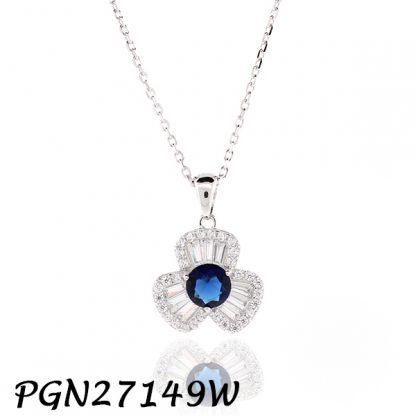 Color CZ Baguette Flower Necklace - PGN27149W