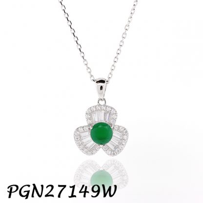 Color CZ Baguette Flower Necklace - PGN27149W