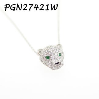 Panther Pave With Emerald Eye Necklace - PGN27421W