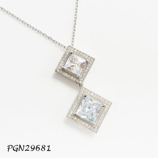 Diamond Shaped CZ Necklace - PGN29681