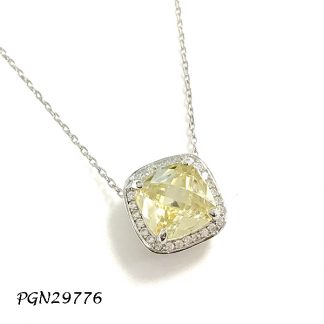 Square Halo Color CZ Necklace - PGN29776