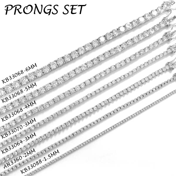 4 Prongs 3mm CZ Tennis Bracelet - KB33070